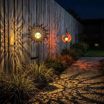 Globo Solar-Steckleuchte Glas Kugel Flamme warmweiß, 2er-Set