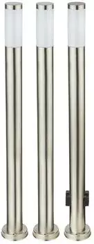Globo LED Au&szlig;en-Stehlampe 3er-Set, Edelstahl, 110cm, warmwei&szlig;