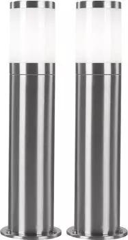Globo LED Außen-Stehleuchte, Edelstahl silber, 3,7W 320lm warmweiß, H 50cm, 2er Set