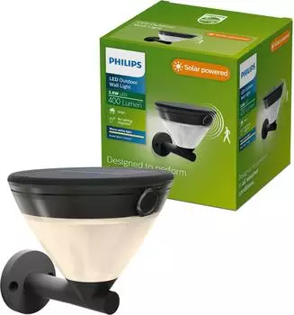 Philips LED-Solarwandleuchte Kyna schwarz Sensor IP44