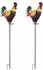 Globo Solarleuchte Hahn, braun, Metall, Dämmerungssensor, H 100cm, 2er-Set