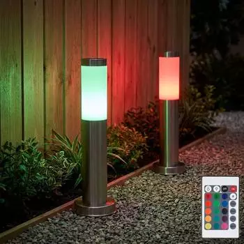 Globo Außen-Stehleuchte LED RGB dimmbar, Edelstahl, 2er-Set