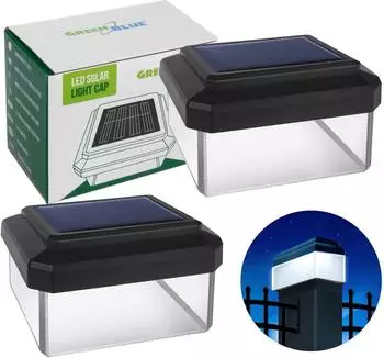 GreenBlue Solarleuchte für Zaunpfosten LED 4000K Dämmerungssensor 2er-Set (GB125)