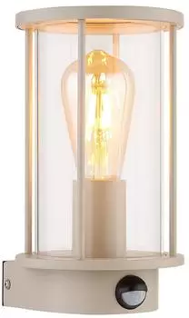 Globo GRACEY LED Au&szlig;en-Wandleuchte Bewegungsmelder, sandfarben, Klarglas, H 25,2cm