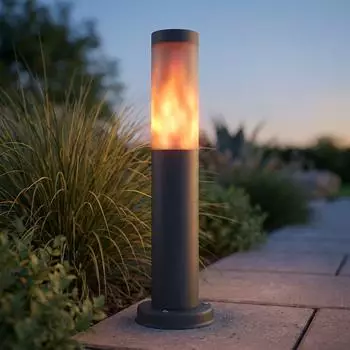 Globo LED-Sockelleuchte Au&szlig;en Feuer-Effekt anthrazit, H 45cm