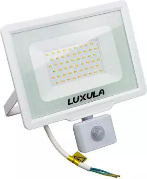 Luxula LED-Fluter mit Bewegungsmelder 50W, 5000lm, 4000K, IP65, weiß