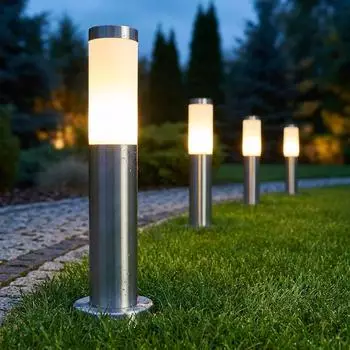 Globo LED-Wegeleuchten Außen, Edelstahl, warmweiß, 4er-Set