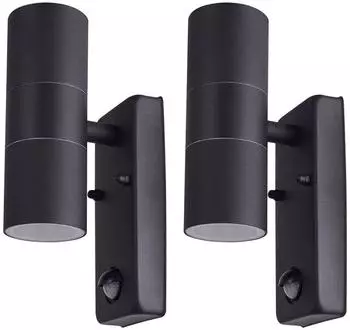 ETC Shop Au&szlig;enwandleuchte RGB LED Up-Down dimmbar mit Bewegungsmelder, 2er Set (2x 3,5W 290lm)