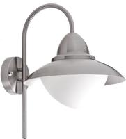 EGLO Wandleuchte "SIDNEY Wandlampe, E27, IP44, Edelstahl und Glas, Au&szlig;enlampe,