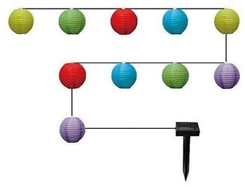 Globo LED-Solarlichterkette Lampions bunt 10er (33971)