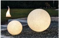 Heitronic 35956 Mundan Gartenleuchte Kugel LED, Energiesparlampe E27 9W Granit-Grau