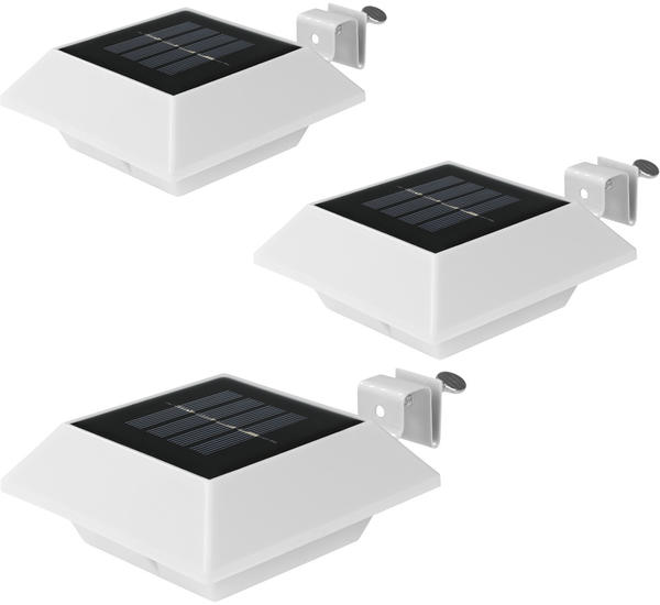 EASYmaxx LED Solar-Dachrinnenleuchte eckig 3er-Set weiß
