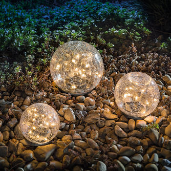 Esotec Solar-Leuchtkugel 3er-Set Golden Balls warmweiß (102088)