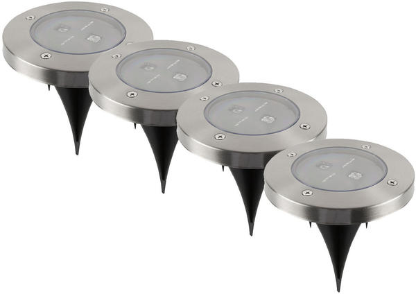 Ranex LED Solarstrahler mit Dämmerungssensor Edelstahl 4er-Set (5000.389-4)