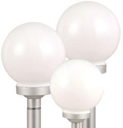 ETC Shop 3er set led solar steckleuchten kugeln 15cm/ 25cm wei&szlig;
