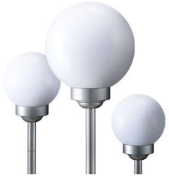 ETC Shop 3er set led solar steckleuchten kugeln weiß 15cm + 25cm