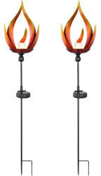 ETC Shop LED-Solarleuchten mit Feuereffekt 93cm 2er-Set (33476_2)