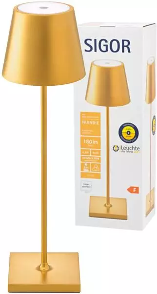 Sigor Nuindie LED-Akku-Tischleuchte gold