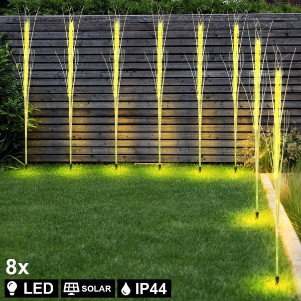 ETC Shop 8er-Set LED-Solar-Steckleuchten Getreide-Muster 80cm (99937_2er)