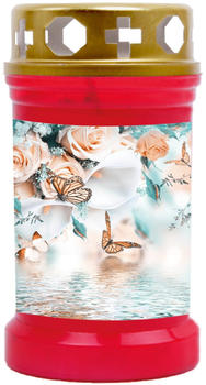 HS Candle Grabkerze 12cm Schmetterling rot