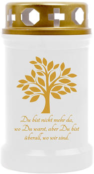 HS Candle Grabkerze 12cm Baum weiß gold