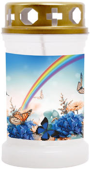 HS Candle Grabkerze 12cm Regenbogen weiß gold