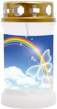 HS Candle Grabkerze 14,5cm Regenbogen weiß gold