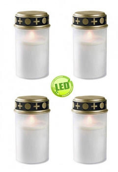 Fachhandel Plus LED-Grablichter mit Flackereffekt 4er-Set weiß (403218)