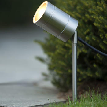Lucide LED Erdspießstrahler Arne, IP44, GU10, inkl. Leuchtmittel, chrom matt silber