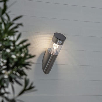 Star Trading LED Solar Wandleuchte Marbella in Silber IP44 silber