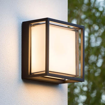 Lucide LED Außenwandleuchte Singa mit schwarzem Rahmen schwarz