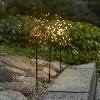 Star Trading LED Lichtobjekt Firework Outdoor in Schwarz 3x 0,9W 55lm IP44 mit Erdspieß schwarz