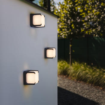 Lutec LED Wandleuchte Armor in Anthrazit 8,7W 650lm IP54 schwarz