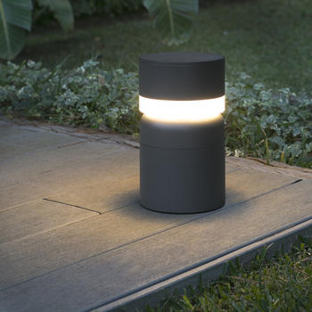 Faro Hochwertige Sete LED Wegeleuchte rund in dunkelgrau IP54 grau