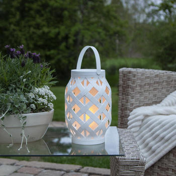 Star Trading LED Laterne Flame Lantern in Weiß 0,15W IP44 230mm weiß