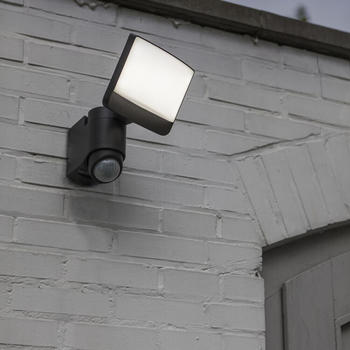 Lutec LED Wandleuchte in Anthrazit 16,5W 1200lm IP44 mit Bewegungsmelder schwarz
