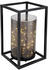 Globo Solarleuchte, Metallrahmen innen mit Zylinder und Lichterkette, Metall schwarz, 17x17x28 cm