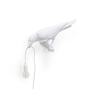 Seletti LED-Deko-Außenwandleuchte Bird Lamp, links, weiß
