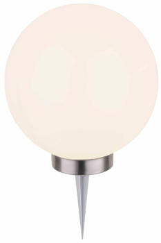 Dehner Solarlampe Kugel mit Erdspieß und Farbwechsel Ø30cm Kunststoff Weiß (2779320)