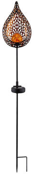 ETC Shop Solarlampe Flamme mit Erdspieß und Lichteffekt Crackle Glas 10x LED warmweiß H 90cm 2er Set