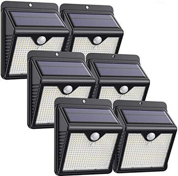 iPosible Solarlampen mit Bewegungsmelder 150 LED 2000mAh 6er Set Schwarz (ZJ-SLN150)