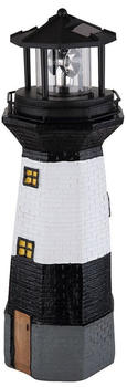 ETC Shop LED Solar Leuchtturm schwarz-weiß H38cm (120456)