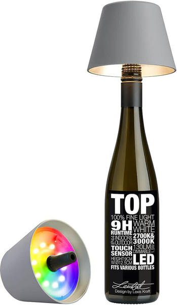 Sompex Top 2.0 RGB LED Akkuleuchte & Flaschenaufsatz grau