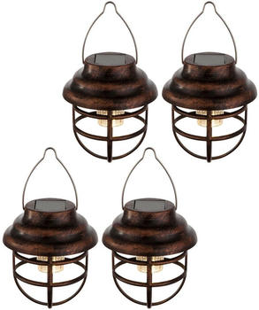 ETC Shop 4er Set LED Solar H&auml;ngeleuchten rost 14 cm