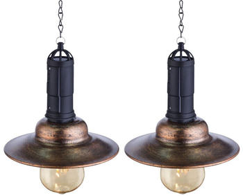 ETC Shop 2er Set LED Solar H&auml;ngeleuchten Metall dunkel Glas klar