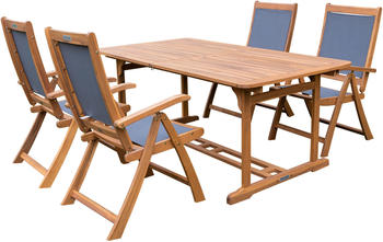Outflexx Sitzgruppe natur/grau Akazie/Textilene Ausziehtisch 180/240x100cm 4 Multipo 5-fach natur/beige (22824)