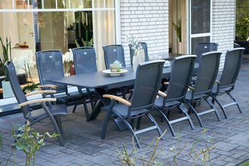 Hartman Sondermodell Xanadu/Da Vinci Sitzgruppe xerix/anthrazit Alu/Glaskeramik 10 Multipos 220/280x100cm grau (21085)