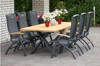 Hartman Xanadu/Da Vinci Sitzgruppe xerix/anthrazit Alu/Teakholz 6 Multipos 220x100cm grau (21145)