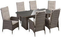 KONIFERA Garten-Essgruppe "Casablanca" Set, 6x Sessel, 1x Tisch 180x90x74 cm,