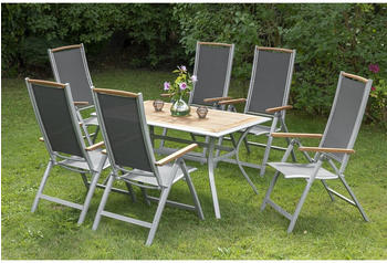 Merxx Siena 7-tlg. Aluminium Akazie Textil silber grau natur (50234-219) Merxx Siena 7-tlg. Aluminium Akazie Textil silber grau natur (50234-219)